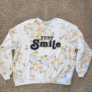 Wildfox Just Smile Floral Sommers Sweater  Sweatshirt Size Medium